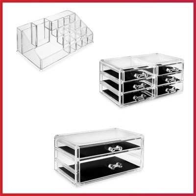 Clear Acrylic 16 Compartment Makeup and Jewelry Organizer
