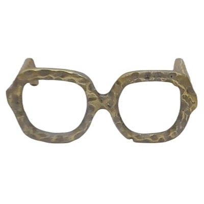 Decorative Object Metal Aluminum Eyewear-Shaped Sculpture with Textured Artisan Design - Modern Stylish Accent Decor