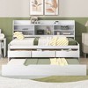 NicBex Twin Size Platform Bed Modern Pine Bed Frame with Trundle, Open Storage Bookshelves and 3 Drawers for Bedroom, No Box Spring Required, White - 2 of 4