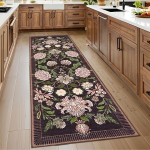 Washable Area Rugs for Living Room, Floral Rug for Bedroom, Soft Low Pile Non Slip Throw Rugs - 1 of 4