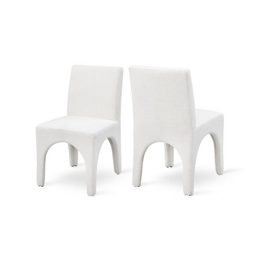 Meridian Furniture,Gramercy Linen Textured Fabric Dining Chair, Set of 2