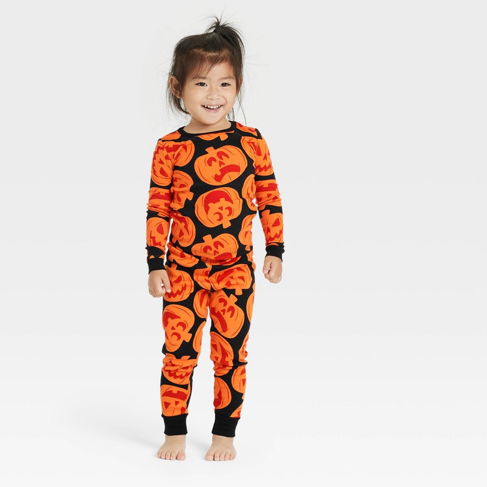 Toddler Halloween Pumpkins Snug Fit Matching Family Pajama Set - Hyde & EEK! Boutique Orange 3T