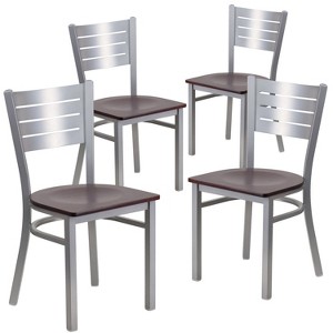 Flash Furniture 4 Pack Hercules Series Silver Slat Back Metal Restaurant Chair - 1 of 1