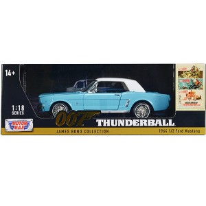 1964 1/2 Ford Mustang Light Blue with White Top James Bond 007 "Thunderball" (1965) Movie 1/18 Diecast Model Car by Motormax - 1 of 3