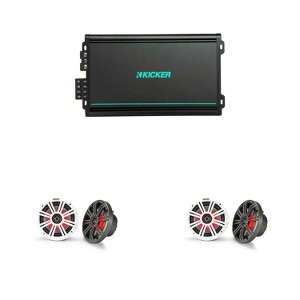 Kicker (2 Pair ) 45KM654L 6.5" RGB LED Marine Speakers with 48KMA6004 4 Ch. Marine Amp Bundle - 1 of 4