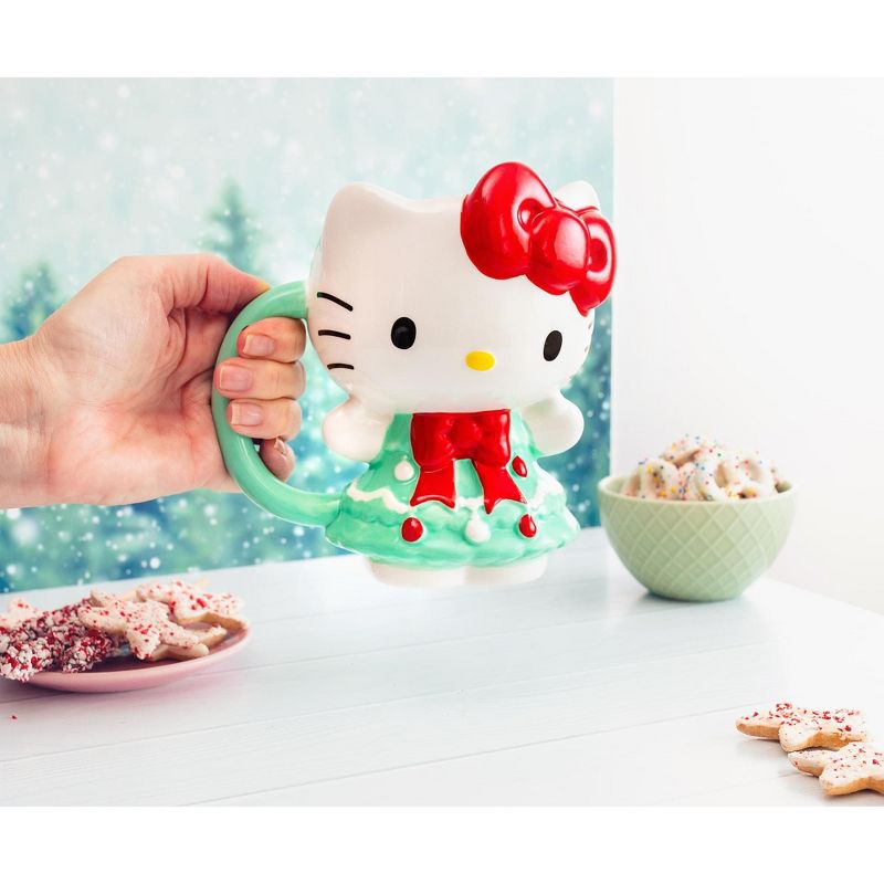 Silver Buffalo Sanrio Hello Kitty Holiday Tree Dress 3D Sculpted Ceramic Mug | Holds 20 Ounces, 4 of 10