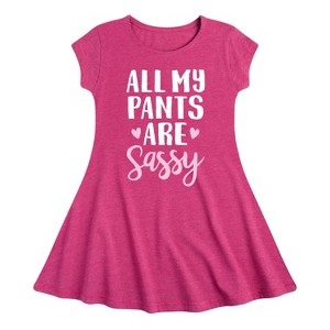 Girls' - Instant Message - All My Pants Are Sassy Fit & Flair Cap Sleeve Graphic Dress - 1 of 3