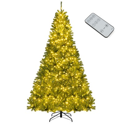 Tangkula 7 FT Pre-Lit Artificial Christmas Tree w/ 1000 Warm White LED Lights 3 Modes
