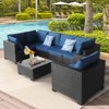 7-Piece Outdoor Furniture Set - Terrace Furniture Set - Guest Room Set - Balcony Furniture - Outdoor Combination Furniture Suitable Black+Blue - 3 of 4
