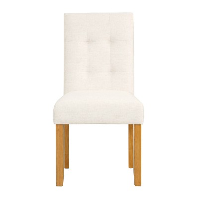 Ivory Linen Upholstered Tufted Parsons Side Chair Set
