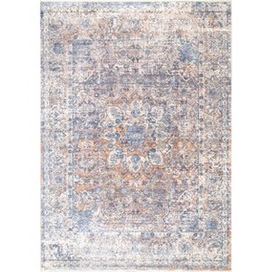 Nuloom Vintage Toni Medallion Fringe Vintage Indoor Area Rug - Blue 5x7 - 1 of 4