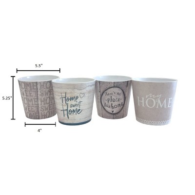 5.5" Beige and Gray Ceramic Indoor Plant Pot Set, 4 Designs