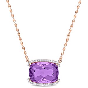 EVERLY JEWELRY  |   Rose Plated Sterling Silver 16 5/8 CT TGW Rose de France White Topaz Fashion Pendant With Chain - 1 of 3