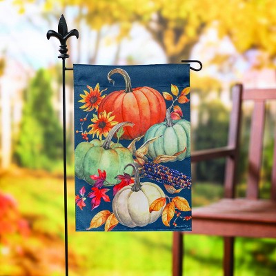 Autumn Harvest Multicolor Suede Garden Flag 12 x 18 Inches