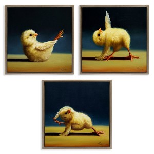 Stupell Industries Yoga Chick Trio Funny Farm Animals 3pc Floating Frame Art Set - 1 of 4