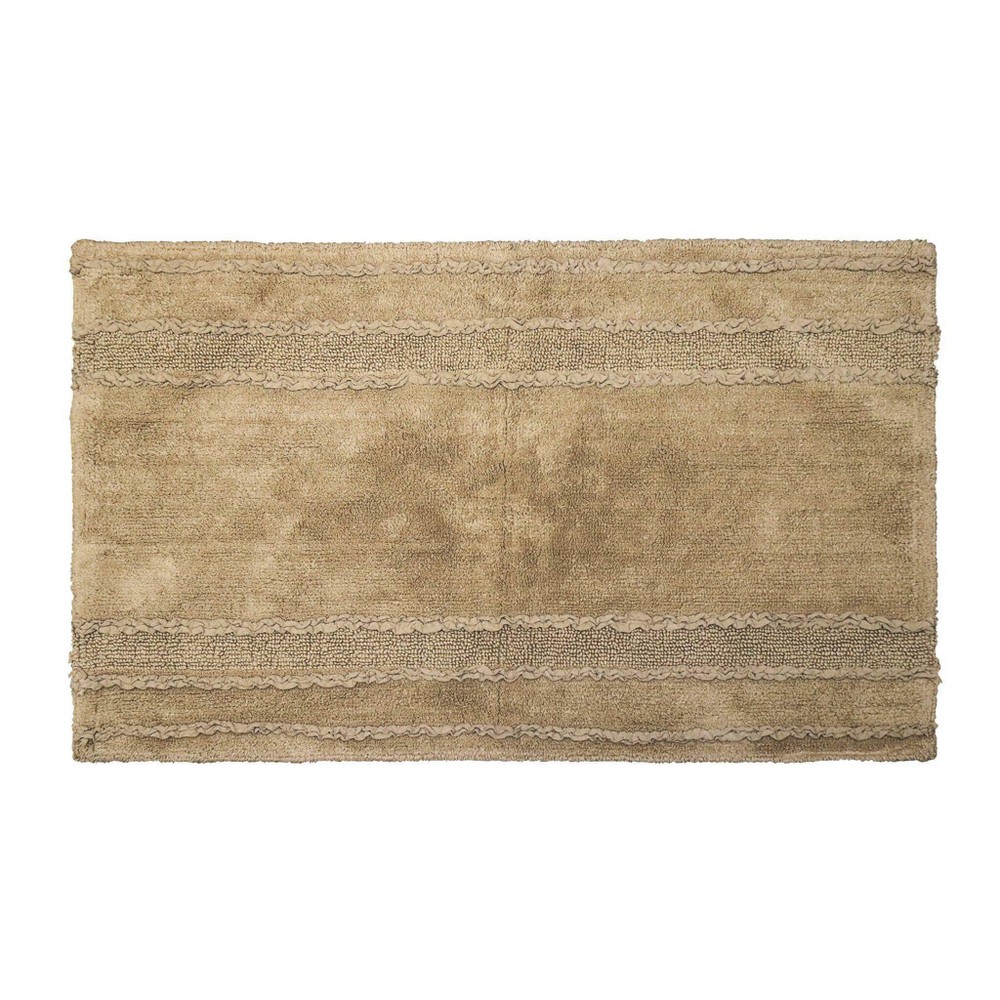  Ruffle Border Collection 100% Cotton Bath Rug Beige