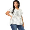 Agnes Orinda Women's Plus Size Short Sleeve V Neck Tie Waist Polka Dots Blouses - 4 of 4