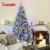6ft Pre-Lit Premium Snow Flocked Artificial Christmas Tree W/1000 Branch Tips & 250 Multicolored LED Lights - 2 of 4