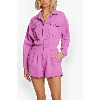 Women's Jayde Long Sleeve Denim Romper - saltwater LUXE