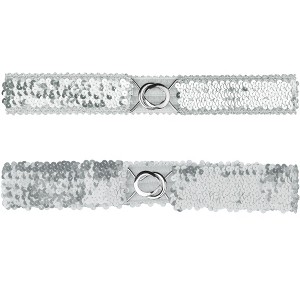 Allegra K Women's Halloween Skinny Stretchy Waist Belts Sequins Decor Elastic Belts for Dresses 2Pcs - 1 of 4