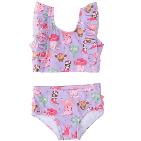 RuffleButts Girls UPF50+ Waterfall Tankini - Howdy Darlin', 6