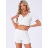 INSPIRE CHIC Women's Knit Loungewear Crop Tops with Shorts Button Down 2 Pcs Pajama Sets - 2 of 4