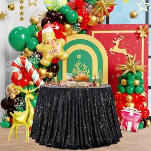 Wikineon 72 Inch Round Tablecloth Black Sequin Table Cloth Glitter Table Cover for Holiday Banquet Dining Wedding Party Decoration - 1 of 4