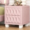 INFURNIC Nightstands Elegant Velvet Nightstand with 2 Drawers Crystal Handles and Button-Tufted Design for Bedroom, Pink, 18.1"*18.1"*20" - 3 of 4