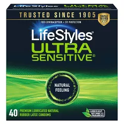 LifeStyles Ultra Sensitive Lubricated Latex Condoms - 40ct