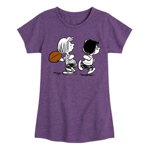 Girls' - Peanuts - Marcie Patty Football Fitted Short Sleeve Graphic T-Shirt - 1 of 4