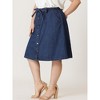 Agnes Orinda Women's Plus Size Denim Tie High Waist Front Button Down A-Line Midi Jeans Skirts - 4 of 4