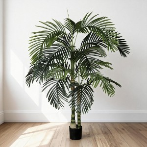 6FT Golden Cane Artificial Palm Tree with Black Plastic Pot, Tropical Fake  Plant for Indoor Outdoor Decoration, Faux Palm, 1pc/set