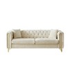 82'' Chenille Chesterfield Tufted 3-Seater Sofa with Copper Nailhead Trim, Metal Legs and Pull Buckle Design - 3 of 4