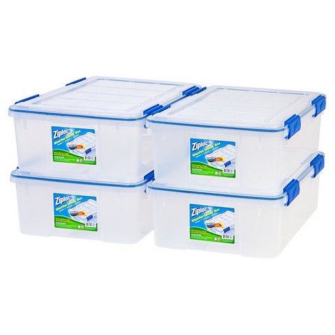 Hefty 6.5-qt Clear Storage Bin with Blue Lid, 8 Pack