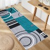 Modern Abstract Washable Area Rug, Non-Slip Stain-Resistant Low Pile Accent Carpet for Living Room, Bedroom, or Dining Room, Turquoise - 2 of 4