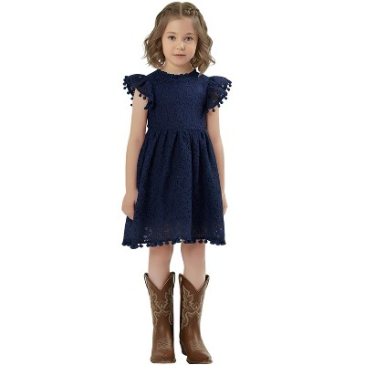 2Bunnies Lace Pom Pom Trim Girl Dress
