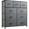 SKRAN Grid Cabinet Fabric Storage Tower with 9 Drawers For Bedroom,Tall Chest Organizer Unit With Fabric Bins, Steel Frame, Wood Top - 4 of 4