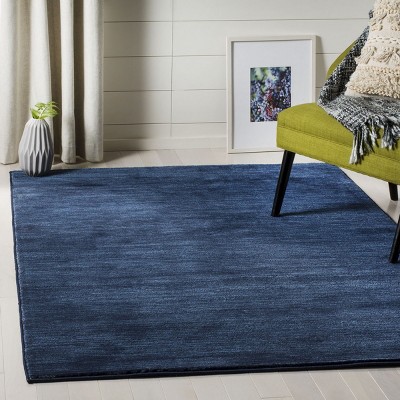 Navy Solid Synthetic 4' x 6' Hand-knotted Area Rug