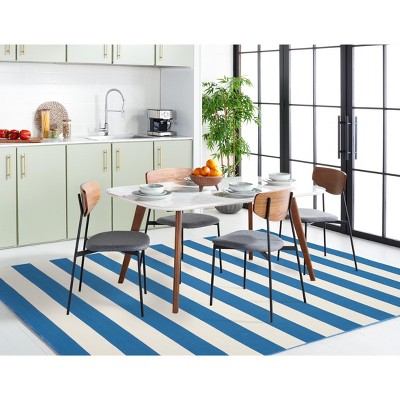 Coastal Breeze Blue & Ivory Stripe Hand-Woven Cotton Rug 9' x 12'
