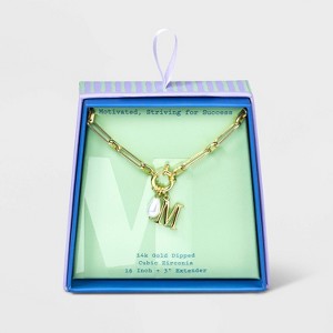 14K Gold Dipped Pearl Charm on Chain Initial Necklace - A New Day Gold - 1 of 4