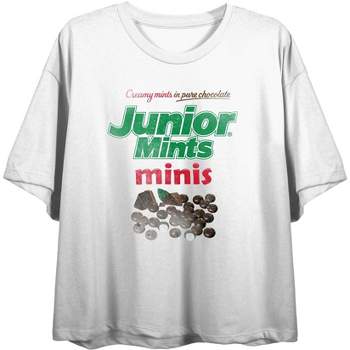Junior Mints Minis Logo Women’s White Cropped Tee-Medium