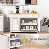 LOVSON 59.3''kitchen island with storage, featuring 2 pull-out cabinets, bin storage and power sockets, suitable for kitchens ,dining rooms, white - 4 of 4