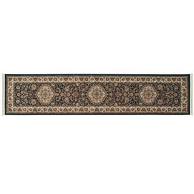 Masterpiece Black and Ivory Hand-knotted Synthetic Runner Rug
