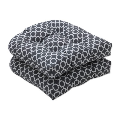 2pc Outdoor/Indoor Seat Cushion Set Hockley Charcoal Gray - Pillow Perfect