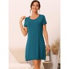 cheibear Women's Ruffle Round Neck Short Sleeve Loungewear Nightshirts - 2 of 4