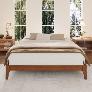 GDFStudio Johnny 12 Inch Solid Bamboo Wood Platform Bed with Wood Slats and Metal Support - 1 of 4