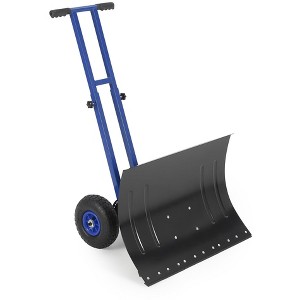 Heavy-Duty Rolling Snow Shovel, 29" Blade, 3-Size Metal Blade & Adjustable Handle, with Wheels for Driveway and Sidewalk - 1 of 4