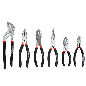 6 Piece Pliers Set with Carrying Case - Drop Forged and Heat Treated Adjustable Hand Tools with Ergonomic Comfort Grip and Machined Heads by Stalwart - 1 of 4