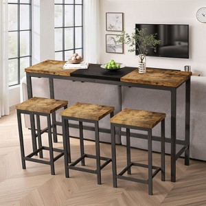 CAVINAS Dining Table Set for 3 Kitchen Table Pub Table Modern Design Long Dining Table Set with 3 Stools - 1 of 4