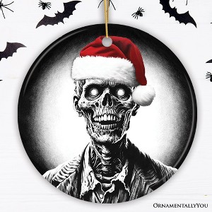 Ghastly Undead Zombie with Santa Hat Ornament, Eerie Christmas Gift for Horror Lovers| OrnamentallyYou - 1 of 4